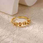 Stainless Steel Zircon Geometric Rings For Women Luxury Evil Eye Gold Color Adjustable Trendy Wedding Aesthetic Jewerly Gift