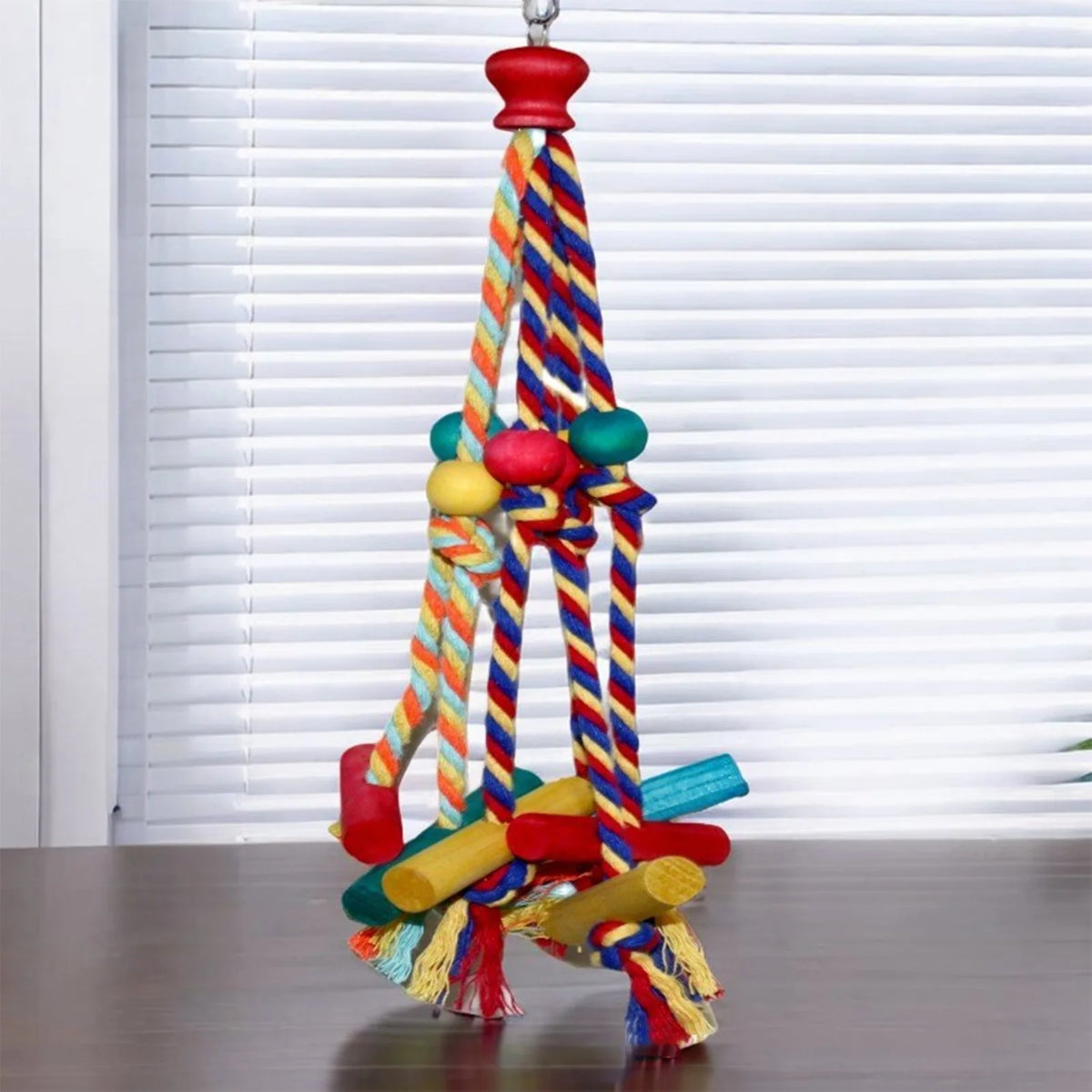 Natural Wood Rope Bird Climbing Toy for Parrots and Small Birds