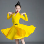 Children's Latin Dance Dress Girls' Dance Dress Girls' Long Sleeve Split Latin Dance Dress Performance Clothing Two Piece Set