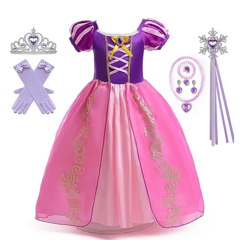 Girls Princess Costume Dress – Disney Inspired Cinderella, Snow White & Rapunzel