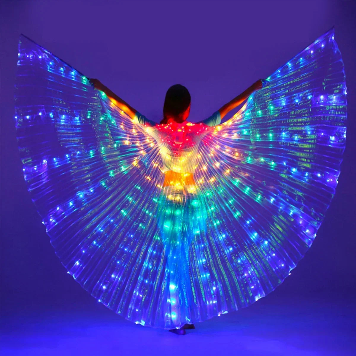 LED Isis Wings Glowing Wings Belly Dance Dress Butterfly Wings Halloween Christmas Party Stage Performance rod for Single Sale