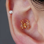 Right Grand ASTM F136 Titanium Spider Labret Lip Ring Tragus Cartilage Conch Flat Helix Stud Earring Halloween Piercing Jewelry