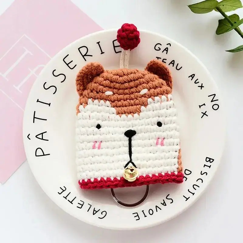 Cartoon Dog Key Case Handwoven Key Organizer Pouch