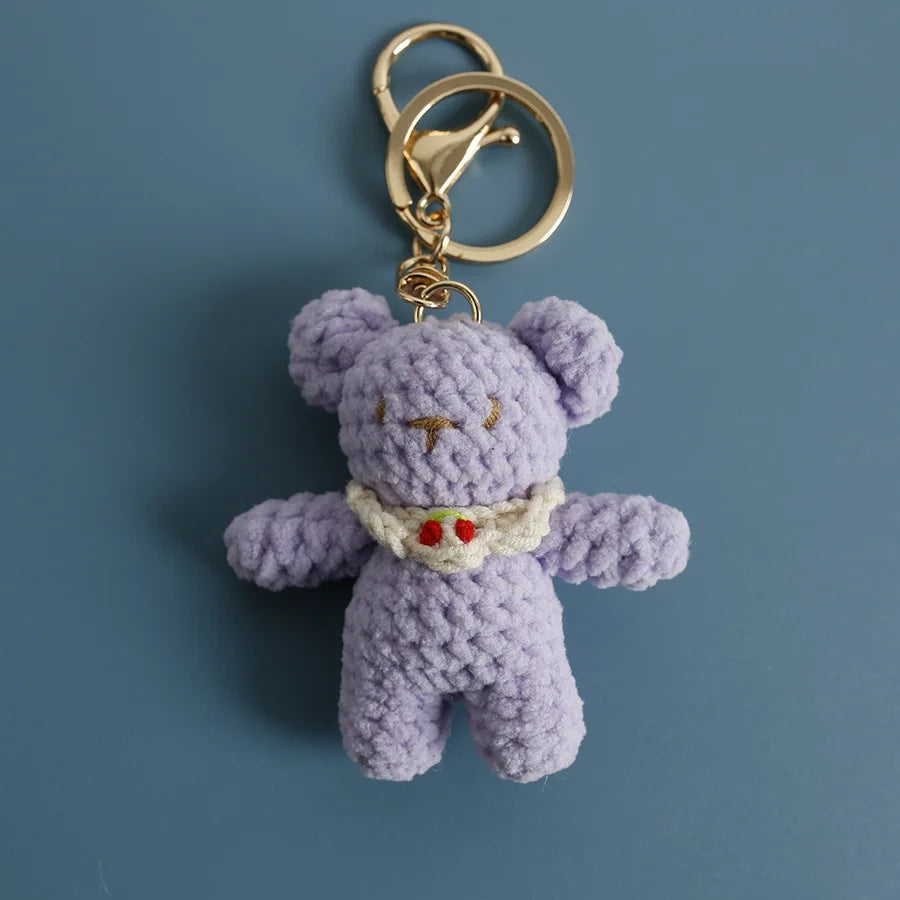 Cute Bear Couple Crochet Keychain Matching Animal Charm