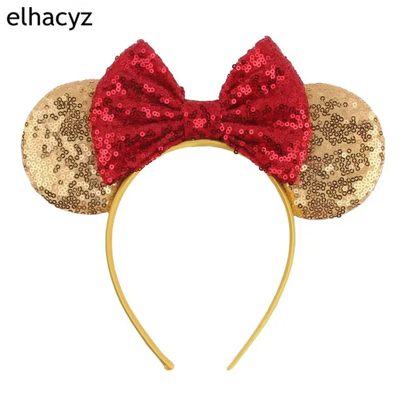 Embroidered Sequin Ears Bow Headband for Women & Girls