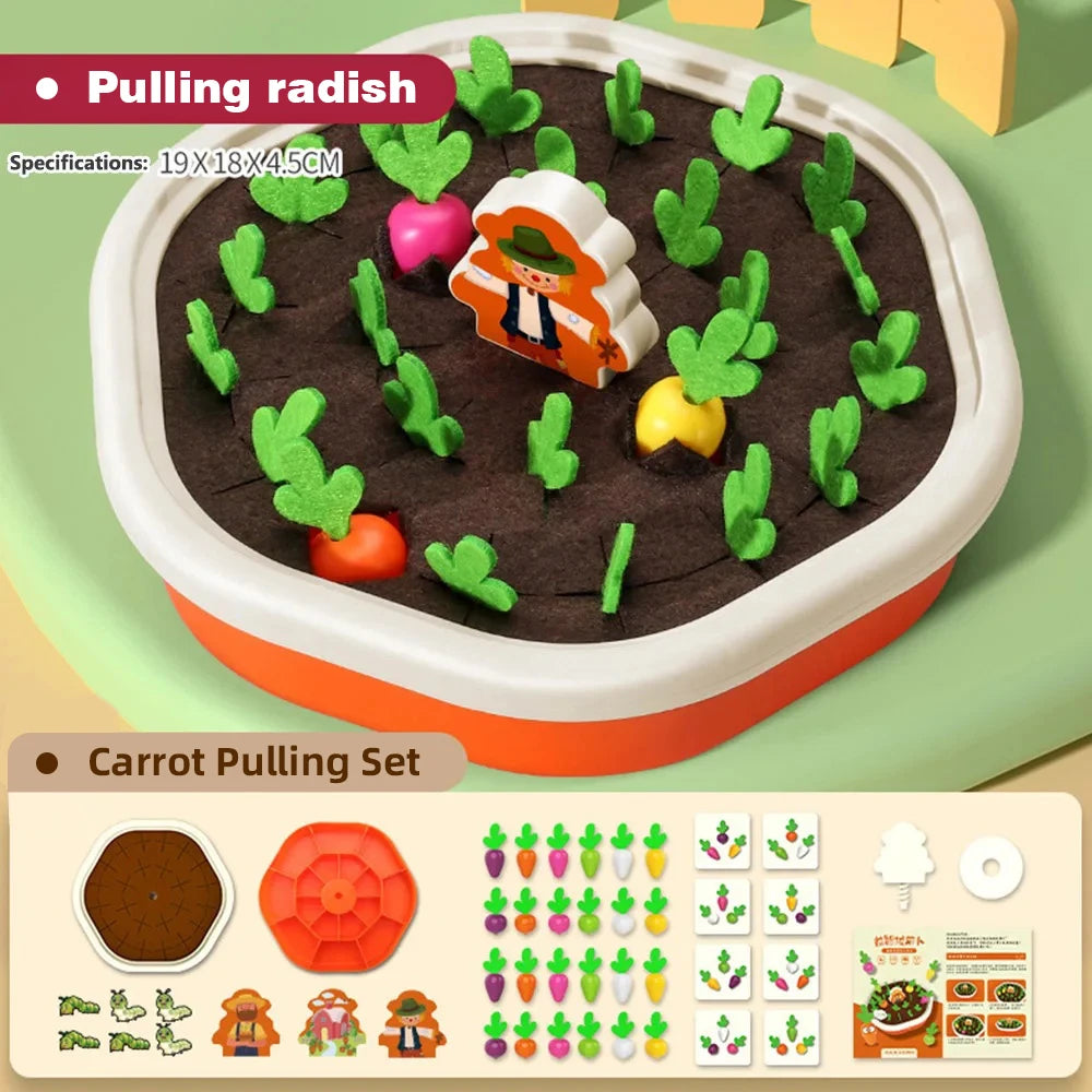 Montessori Pull Radish Carrot Harvest Matching Toy for Kids Fun