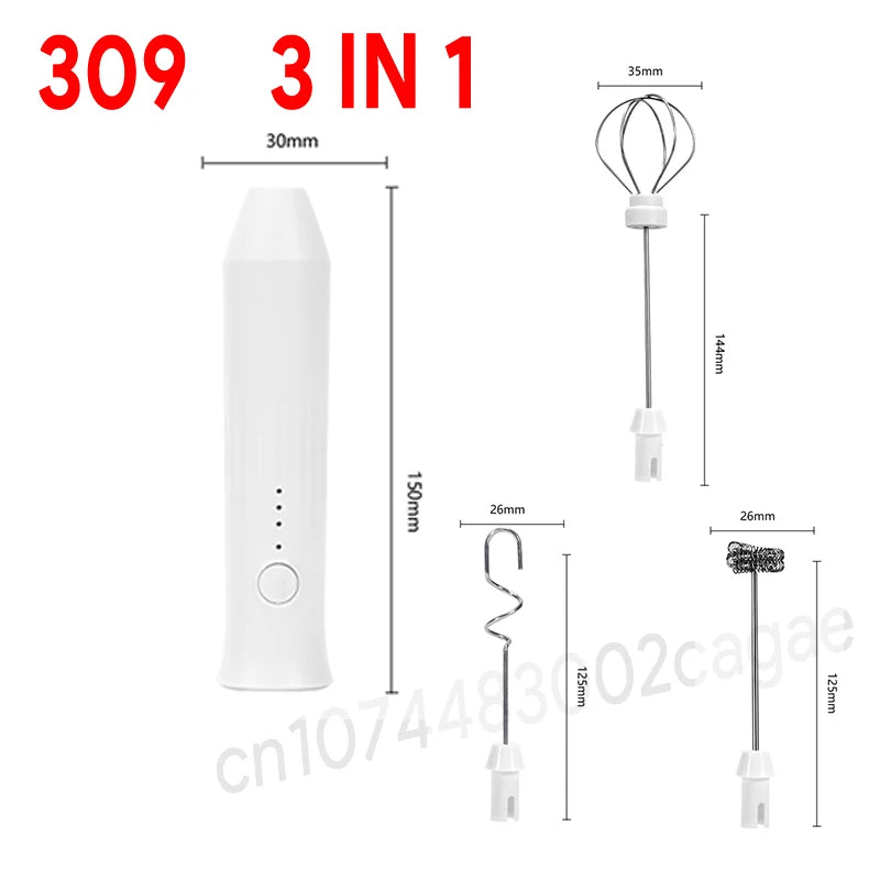 Wireless Electric Milk Frother Type-C Rechargeable Handheld Coffee Whisk Mixer
