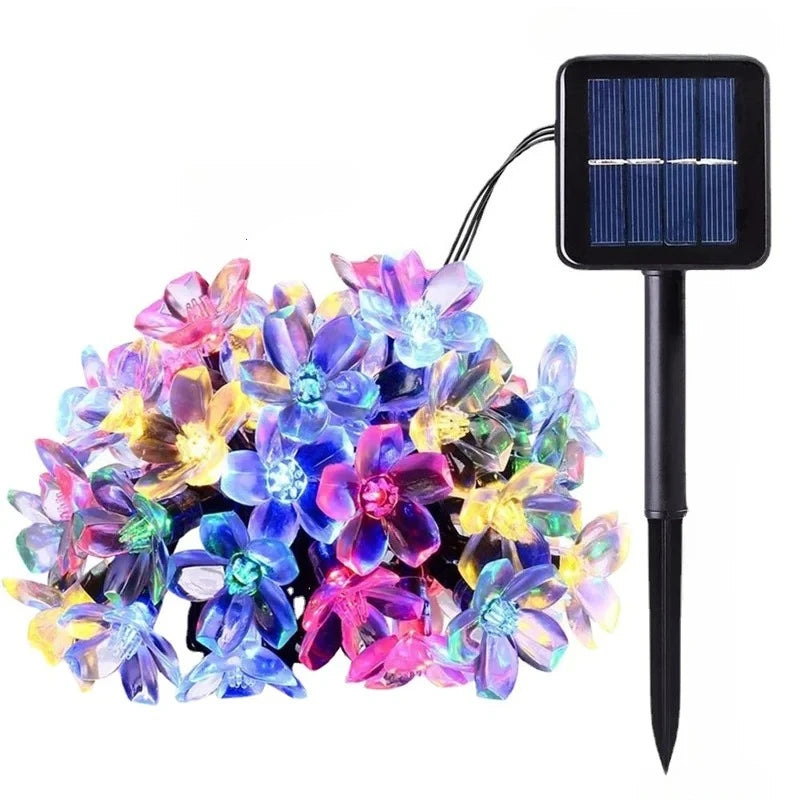 LED Solar Cherry Blossom Light String Outdoor Courtyard Decoration Festival Cherry Blossom Waterproof Atmosphere Light String
