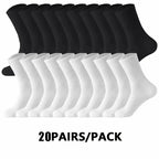 5/10/20 Pairs Neutral Solid Color Round Neck Socks Spring Summer Sweat Absorbing Breathable Comfortable All-season Sports Socks