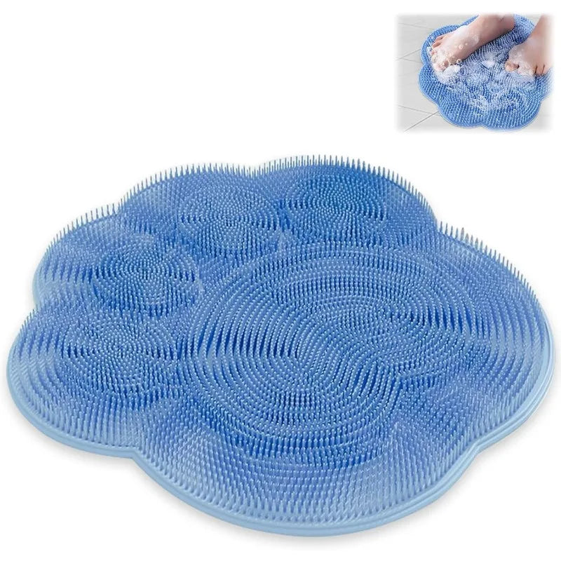 New Bathroom Use Silicone Non-slip Foot Basin Cleaning Pad, with Suction Cup for Exfoliation Shower Head Massage Bath Brush