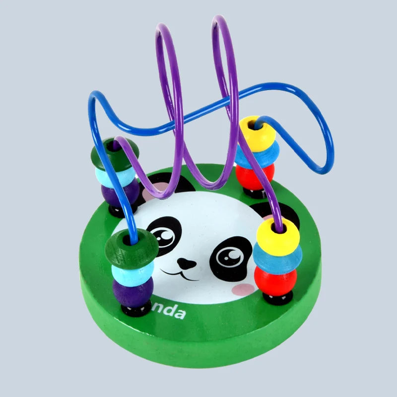 Colorful Wooden Bead Maze Roller Coaster Educational Toy for Toddlers