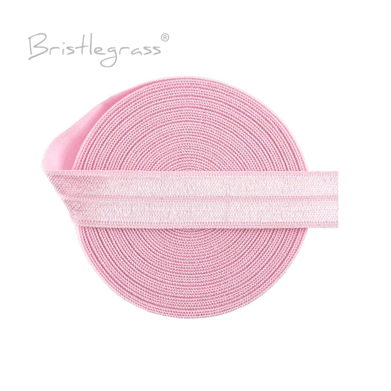 BRISTLEGRASS 2 5 10 Yard 5/8" 15mm Solid FOE Shiny Fold Over Elastic Spandex Satin Band Hair Tie Headband Dress Sewing Lace Trim