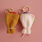 Crochet Flower Bouquet Keychain Handmade Floral Bag Charm