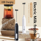 Wireless Electric Milk Frother Type-C Rechargeable Handheld Coffee Whisk Mixer