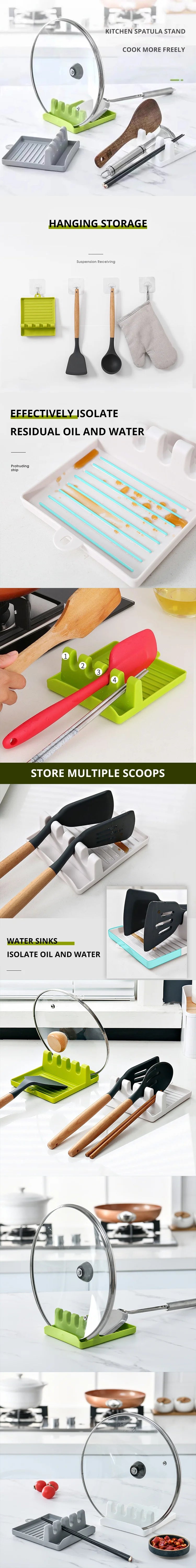 1PC Multi-Function Kitchen Spatula Rack – Spoon Rest & Pot Lid Holder