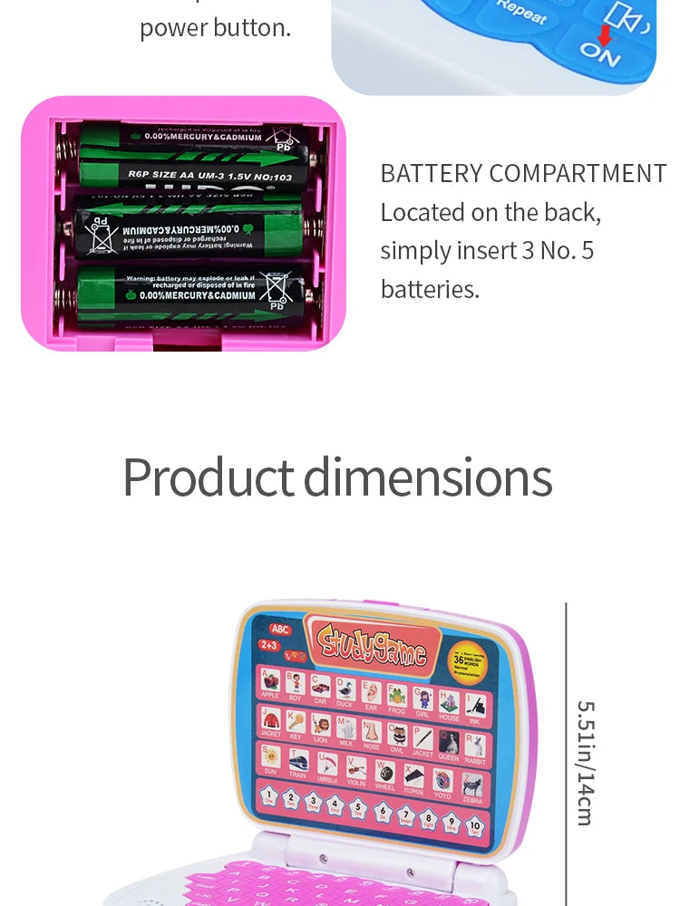 English Learning Laptop Educational Toy for Kids
