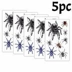 Halloween Spider Temporary Tattoo Stickers Waterproof Fake Scary Tattoo Sticker for Party Festival Body Face Arm Makeup 8pattern