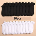 Summer Spring Unisex Solid Color Ankle Socks 10/20/40 Pairs Soft Lightweight No Show Sports Socks for Men Women Bulk Value Pack