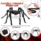 Giant Black Plush Spider Halloween Decoration 30-200cm Horror Haunted House Props Indoor Outdoor Party Scary Decor