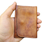 Genuine Cowhide Leather Wallet for Men Women Vintage Handmade Short Small Men's Wallets Compact Card Holder Leather Coin Purse