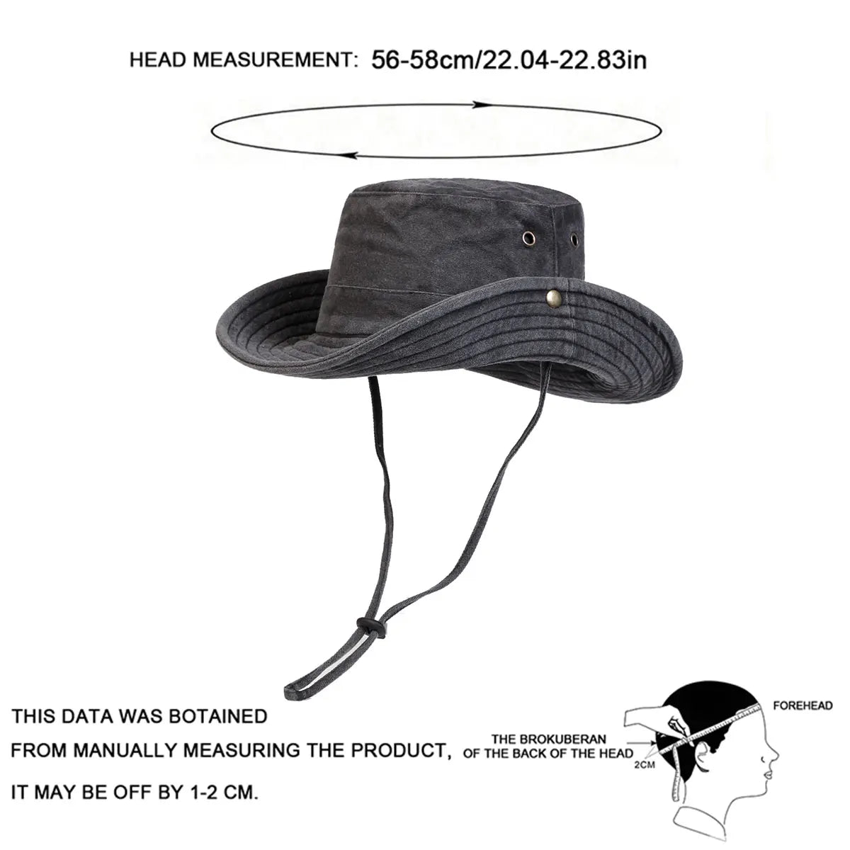 Men's Washed Wide Brim Bucket Hat for Outdoor Sun Protection