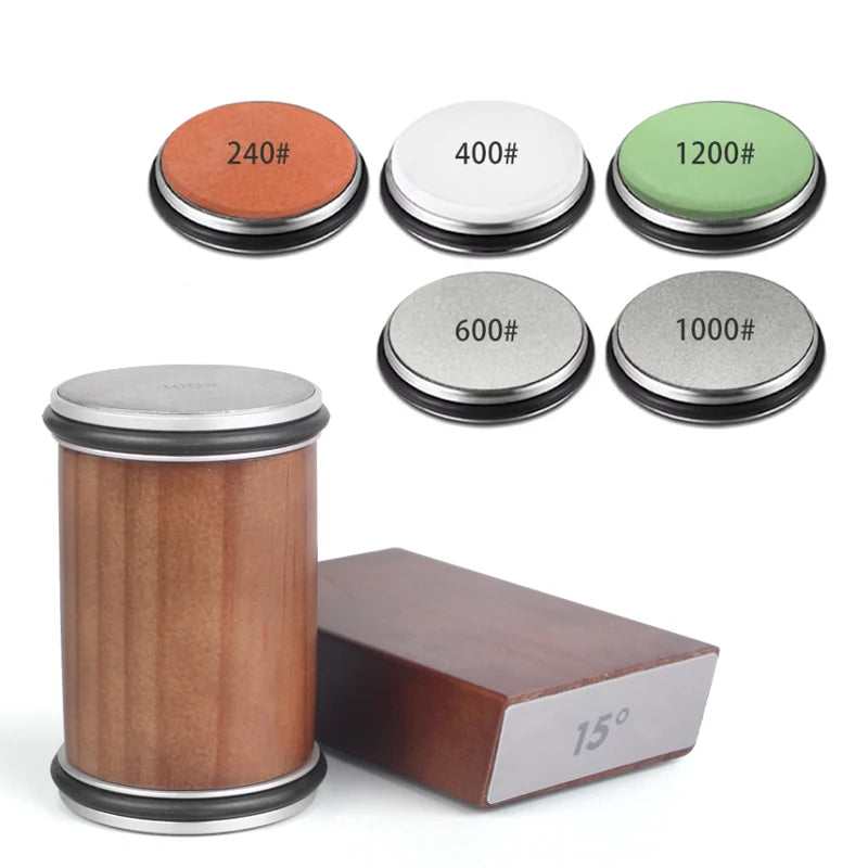 Rolling Knife Sharpener Kit – Magnetic Diamond Sharpening Stone with 15° & 20° Angle Guide