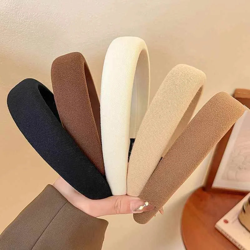 Solid Color Sponge Wide Headband for Women