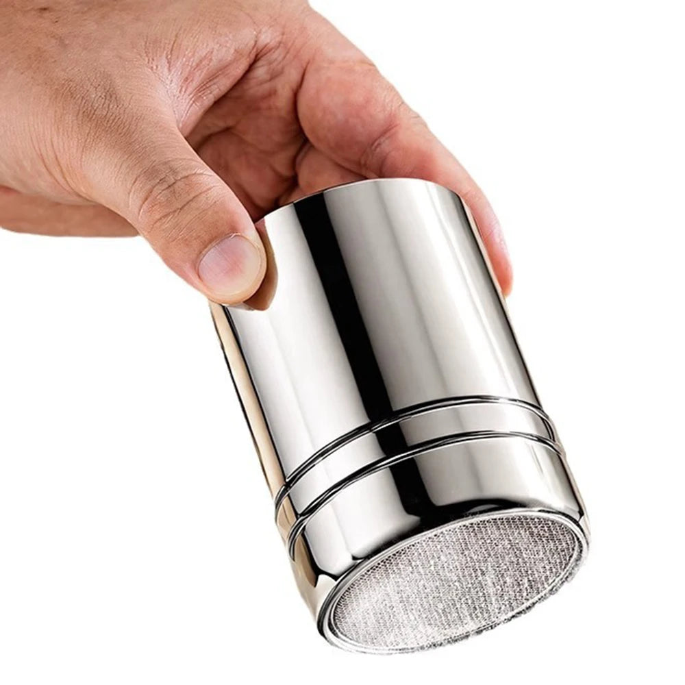 Stainless Steel Powder Shaker with Lid – Fine Mesh Cocoa & Coffee Duster