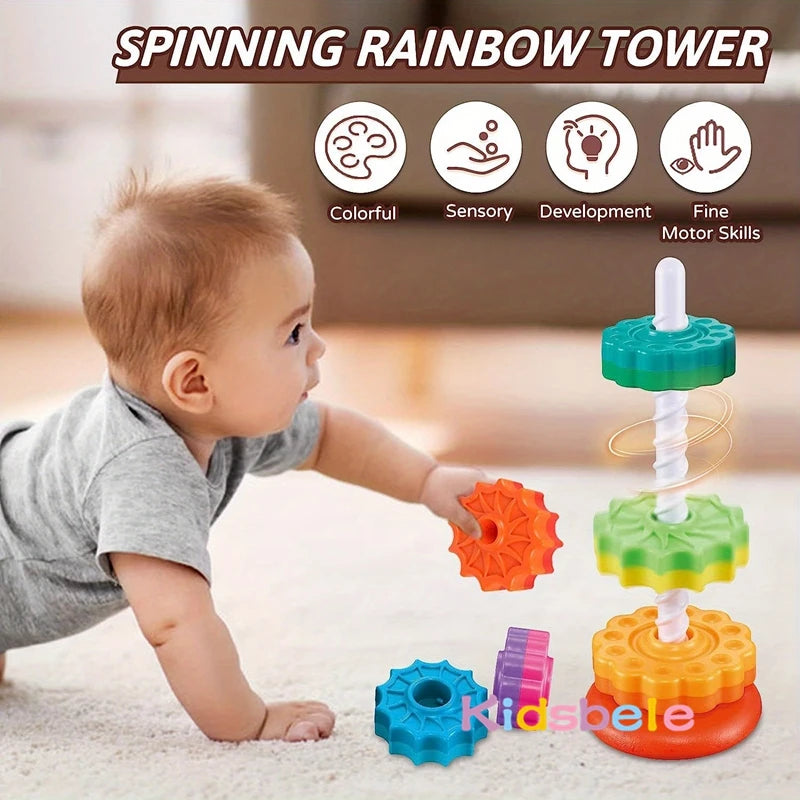 Rainbow Spinning Stacking Ring Toy
