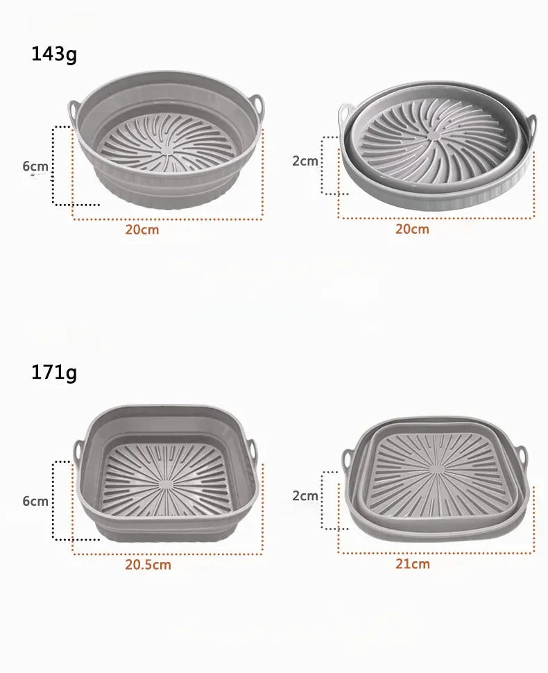 Foldable Air Fryer Silicone Liner Reusable Air Fryer Silicone Baking Tray Food Grade Silicone Air Fryer Mat
