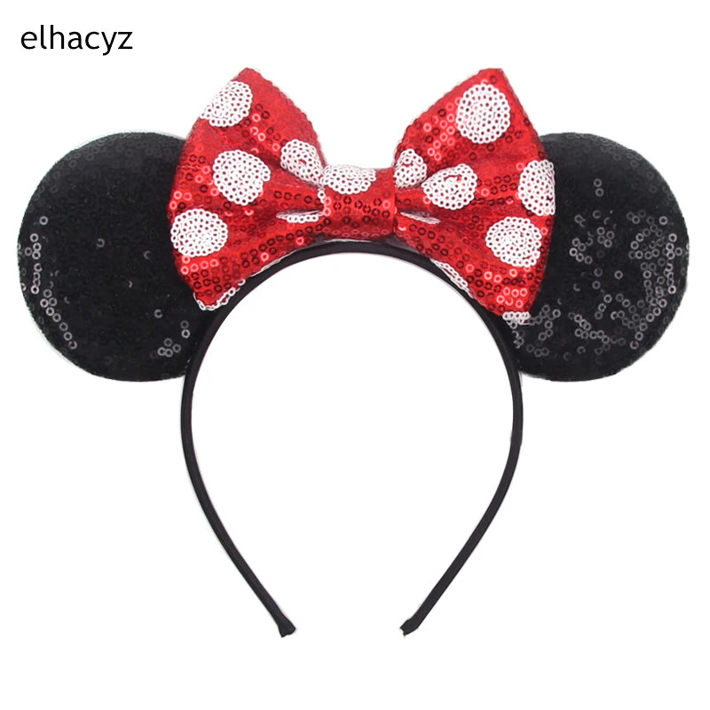 Embroidered Sequin Ears Bow Headband for Women & Girls