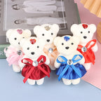 10Pcs Hot 12cm Bear Flower Bouquet Toy Cartoon Doll Teddy Bear Bouquet Graduation Birthday Wedding Gifts Party Decor