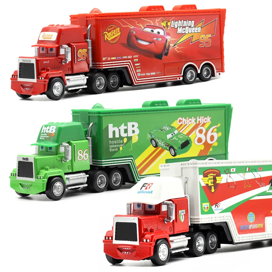 Disney Pixar Cars Toys Lightning McQueen Jackson Diecast Vehicle King Mike Uncle 1:43 Truck Trailer Model Toy Gifts