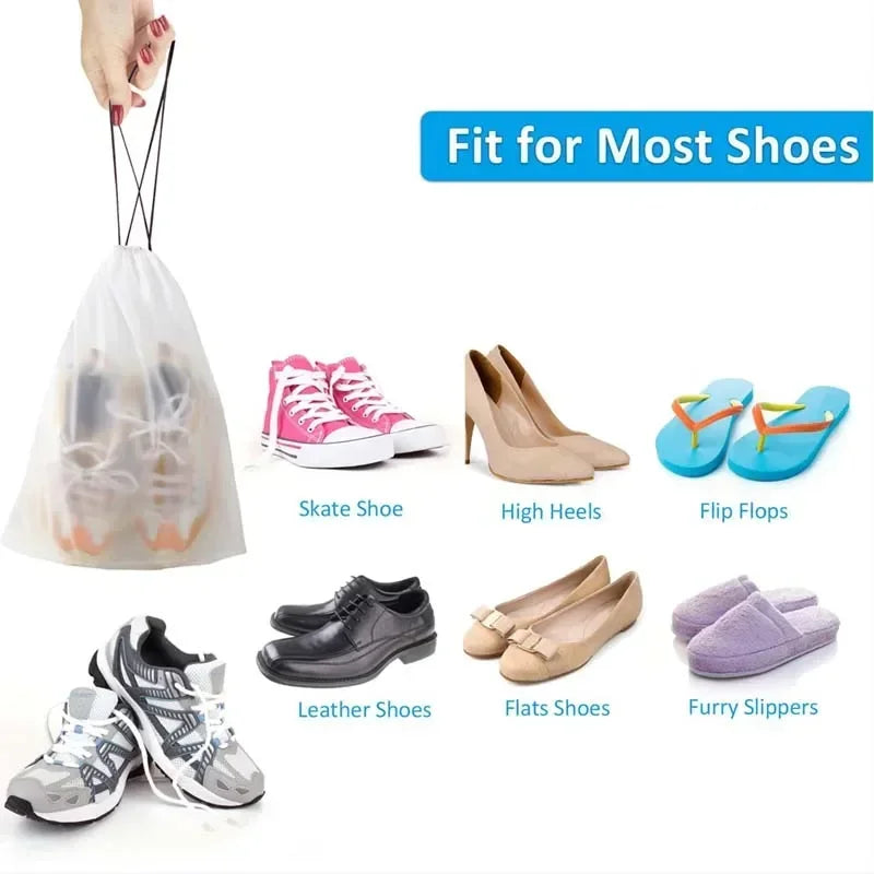 Transparent Waterproof Drawstring Shoe Storage Bags (5–10 Pack)