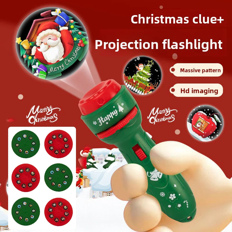Christmas Cartoon Projection Flashlight  Creative Children Flashlight Toy Projector Baby Toys Bedtime Story Book Christmas Gifts