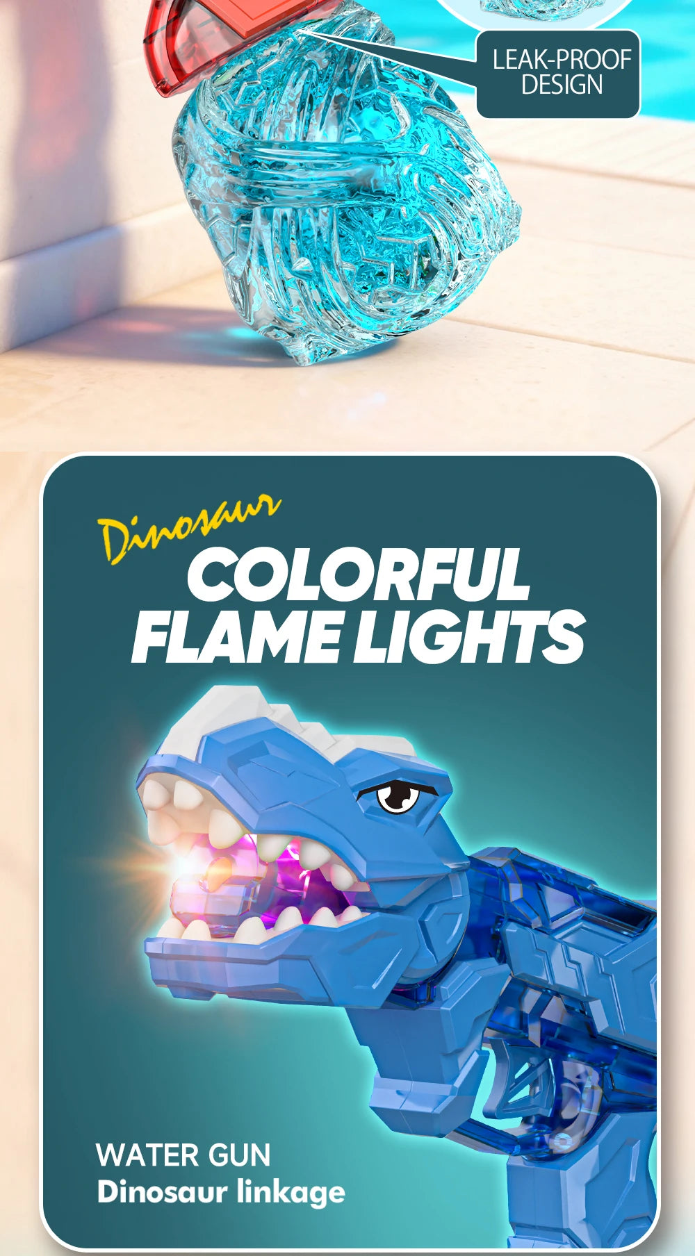 Electric Dinosaur Water Blaster with LED Lights