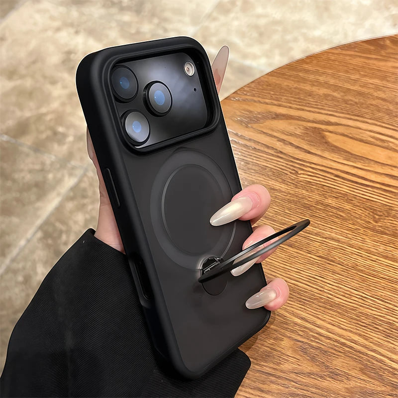 For Magsafe Metal Car Holder Ring Phone Case For iPhone 18 17 Pro Max Air 16 15 Pro 14 13 12 11 Magnetic Bumper Back Cases Cover
