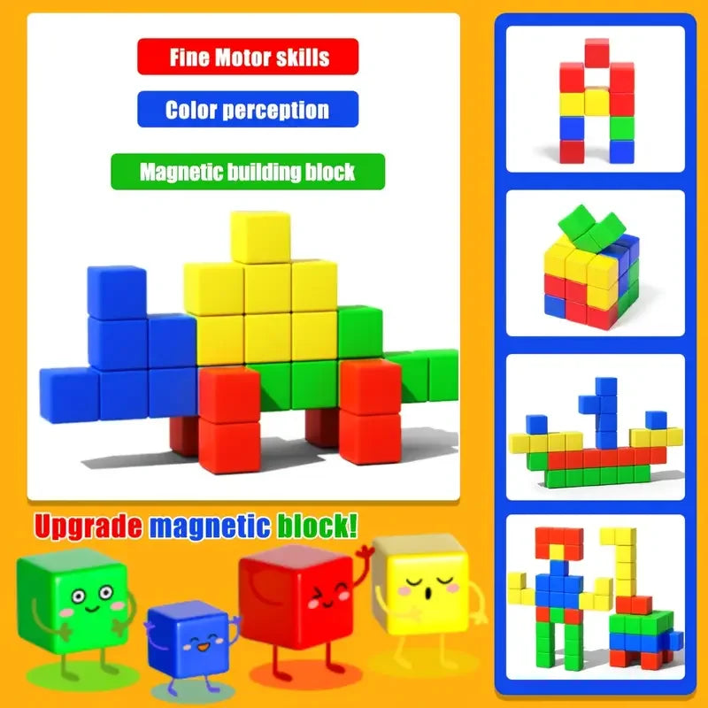 Magnetic Cubes Building Blocks STEM Learning Toy for Kids