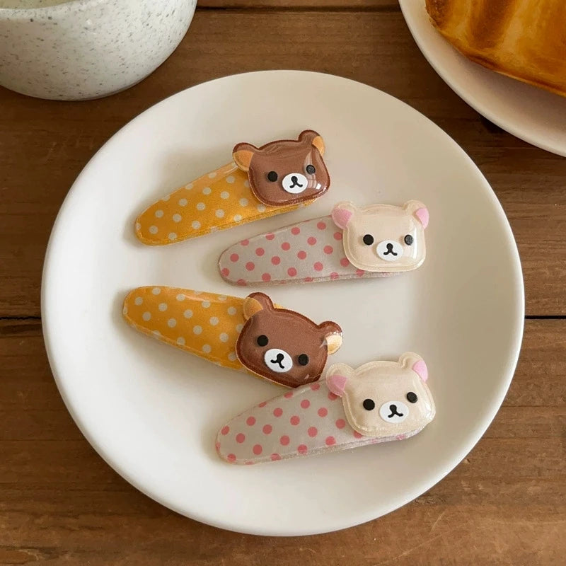 Kawaii Rilakkuma Bangs Side Clip Cartoon Cute Wave Point BB Hair Clip Lazy Bear Angel Winged Versatile Hairpin Birthday Gifts