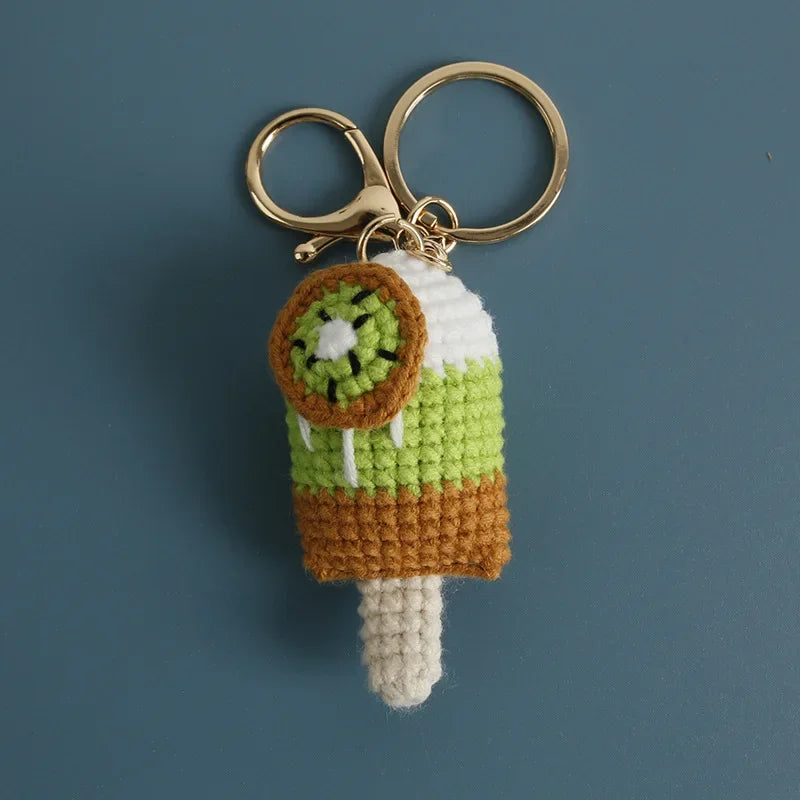 Cute Crochet Ice Cream Keychain Cone Bag Charm