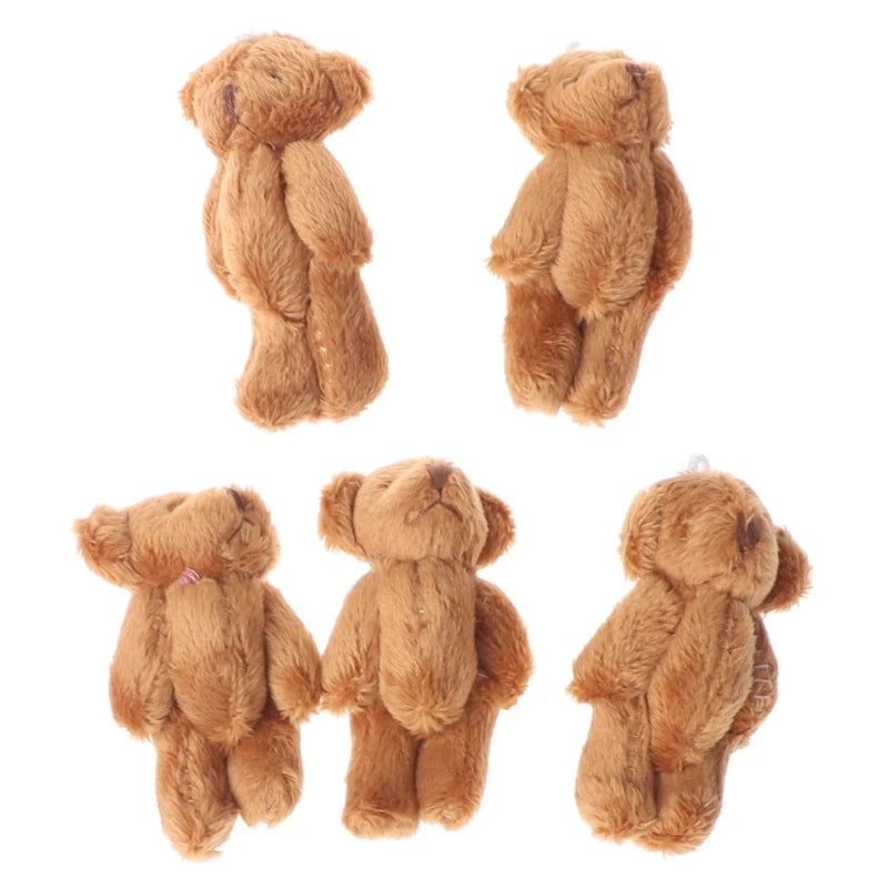 5PCS Plush Stuffed Bear Ornament Lovely Plush for Key Chain Bag Decor Handbag Accessories for Key Ring Girl Gift Women F