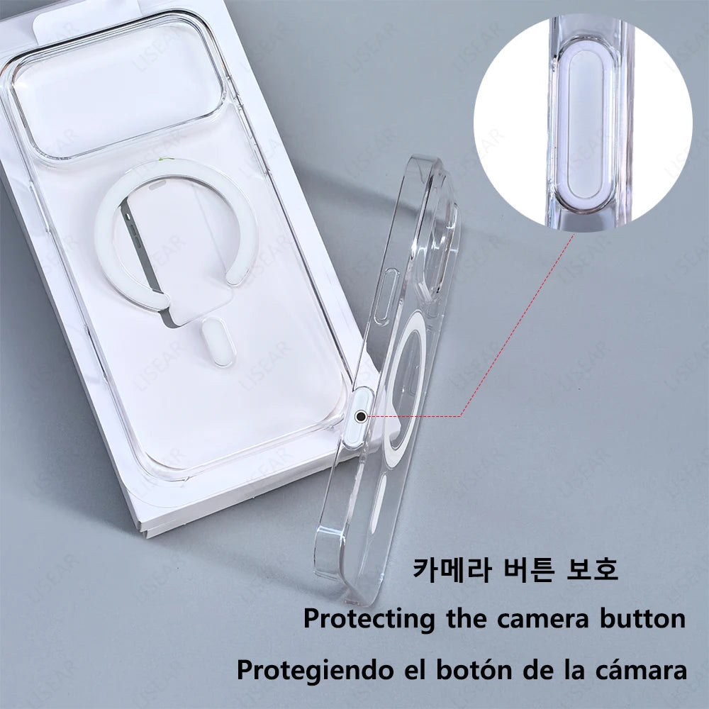 Original Clear Magnetic Phone Case For iPhone 18 17 Pro Max 16 15 14 Plus 13 12 Mini For Magsafe Wireless Charging Protect Cover
