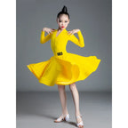 Children's Latin Dance Dress Girls' Dance Dress Girls' Long Sleeve Split Latin Dance Dress Performance Clothing Two Piece Set
