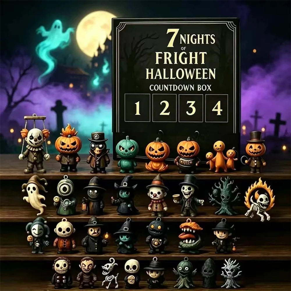 7/15/31 Nights of Fright Halloween Countdown Blind Box with Figurines, Halloween Advent Calendar 2025 Scary Mini Dolls Gift Boxs