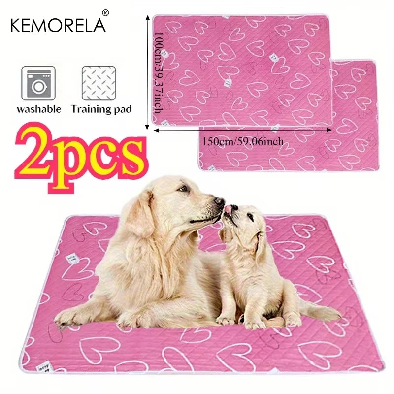2PCS Extra Large Reusable Pet Pee Liner Non-Slip Easy Clean Mat, Machine Washable Polyester for Dogs,Rabbits,Guinea Pigs Hamster