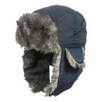 Men's Warm Soldier Hat Winter Pilot Patrolman Earmuffs Polyester Fiber Warm Russian Ski Hat Windproof Cold Pilot Hats