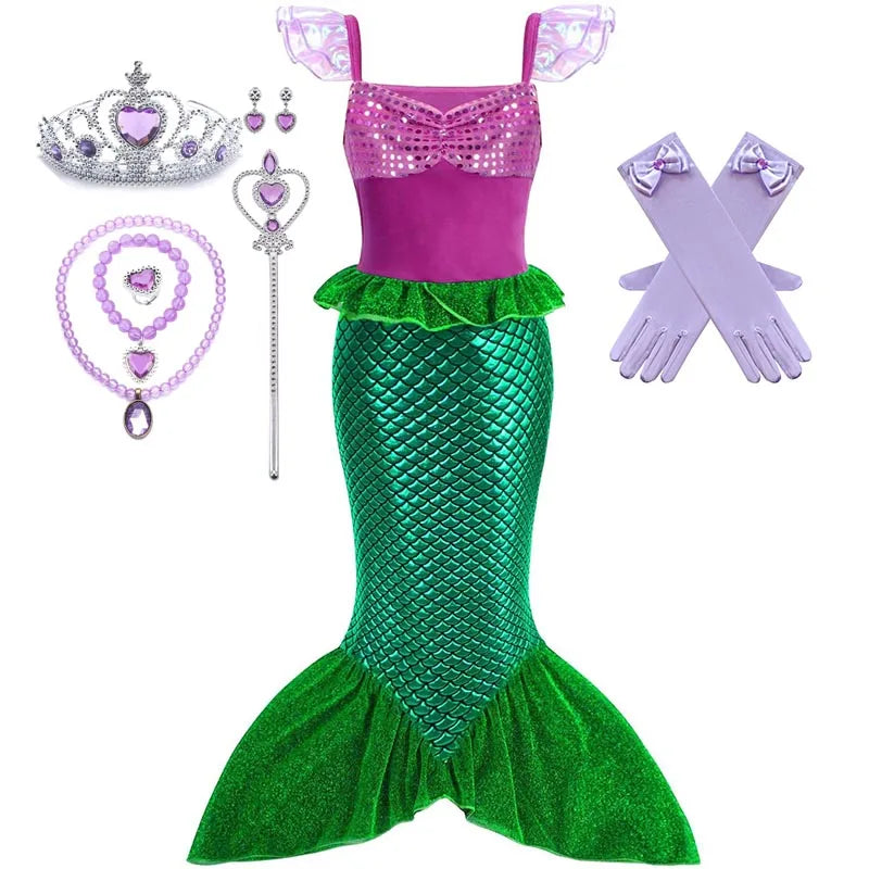 Kids Little Mermaid Ariel Princess Costume Dress – Cosplay Party Outfit