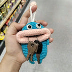 Handmade Crochet Sausage Keychain Earphone Pouch Key Holder For Women