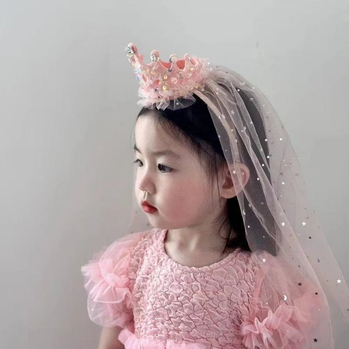 Princess Crown Veil Headband for Girls