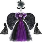 Girls Maleficent Costume Dress – Luxury Villain Tulle Gown